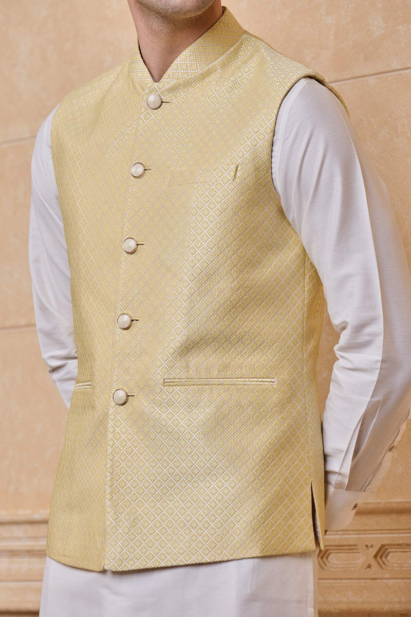 Light Yellow Classic Brocade Bundi