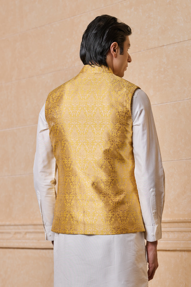 Yellow Classic Brocade Bundi