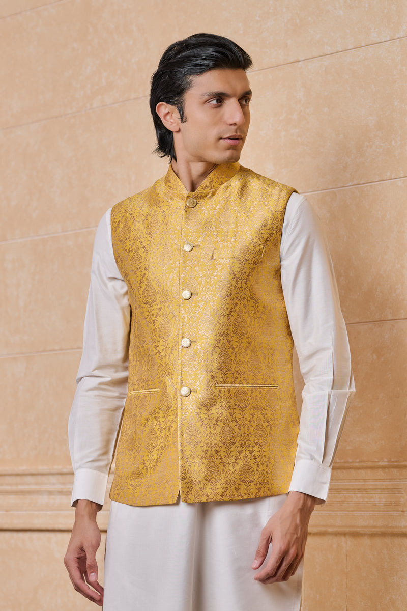 Yellow Classic Brocade Bundi