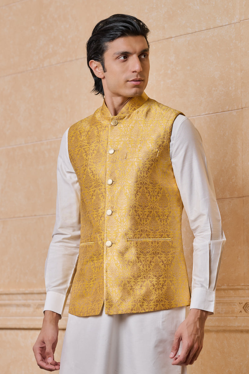 Yellow Classic Brocade Bundi