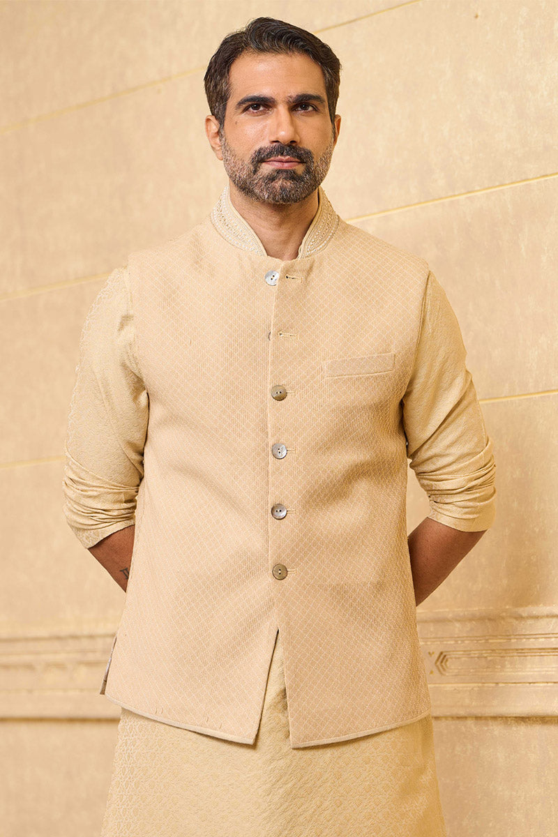 Beige All Over Textured Bundi