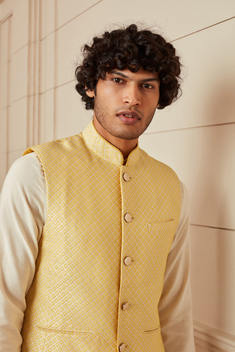 Yellow Jacquard Bundi