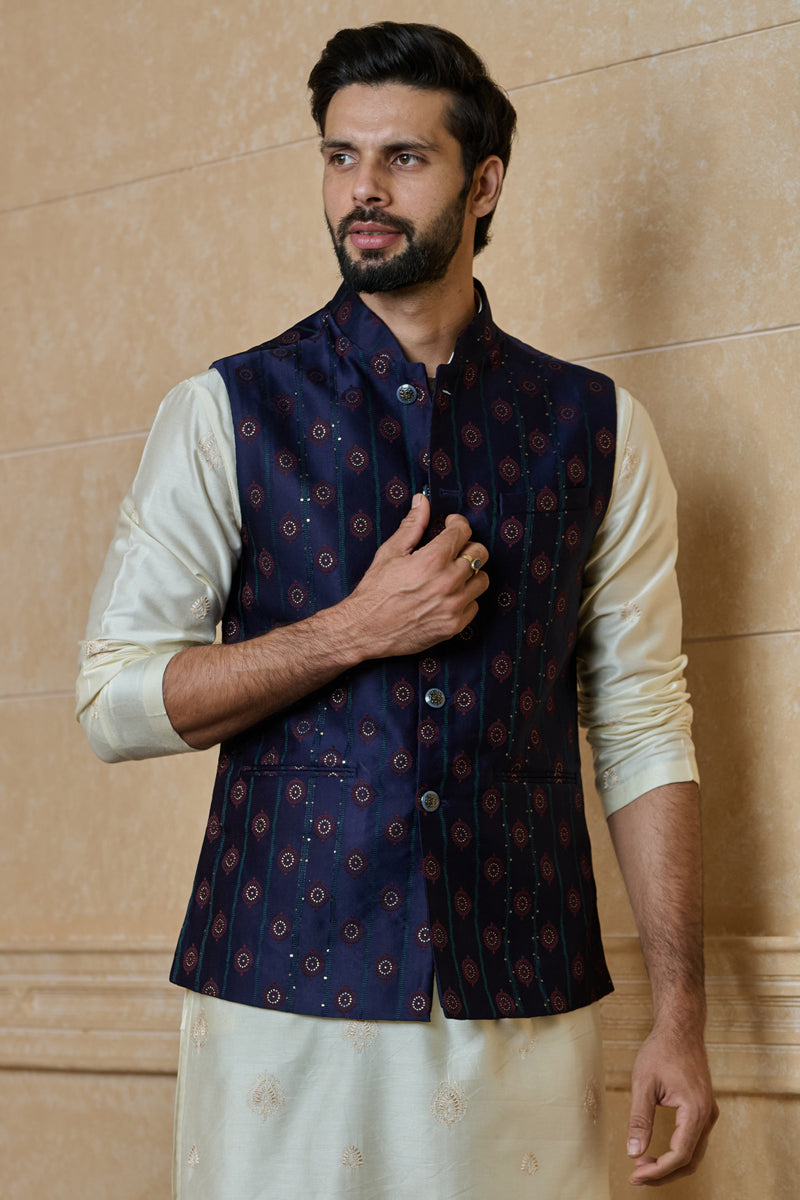 Navy Classic Jacquard Bundi