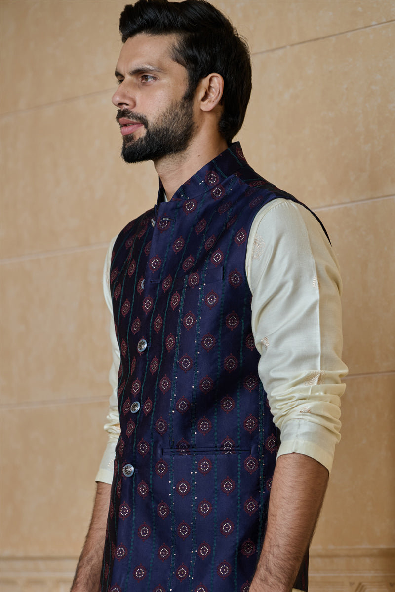 Navy Classic Jacquard Bundi