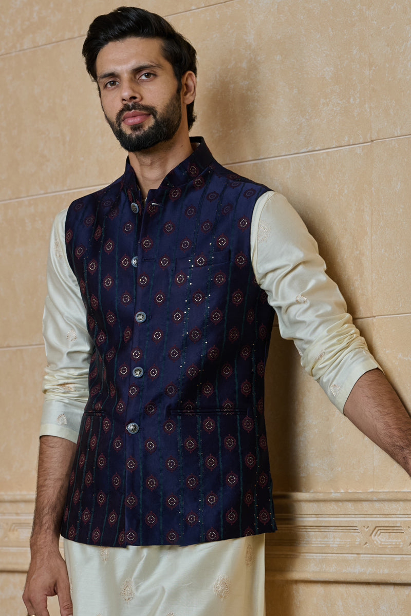 Navy Classic Jacquard Bundi