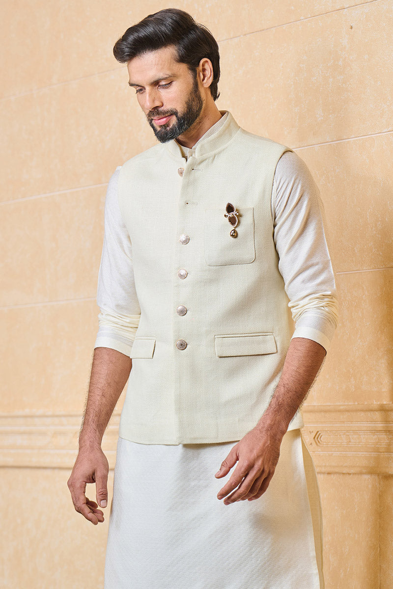 Solid Ivory Cotton Bundi