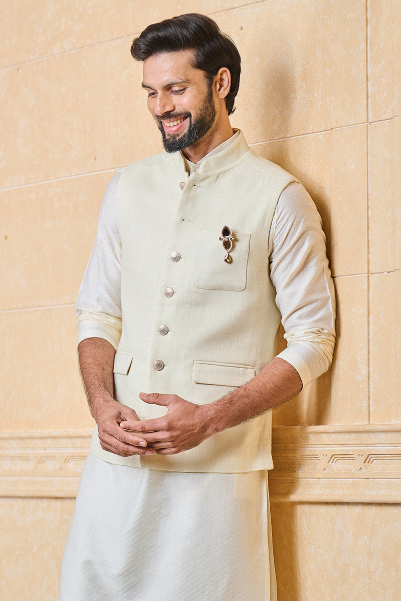 Solid Ivory Cotton Bundi