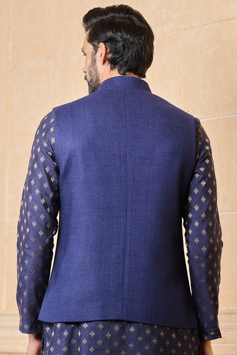 Solid Navy Cotton Bundi