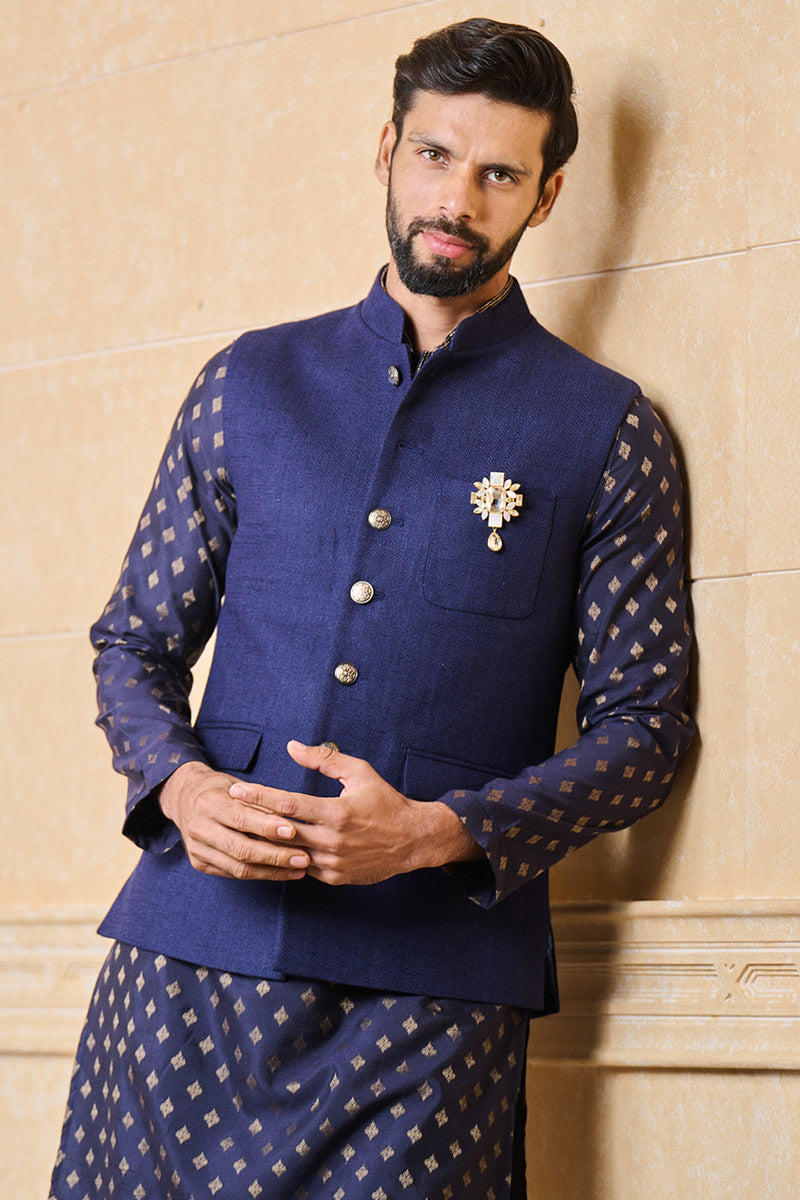 Solid Navy Cotton Bundi