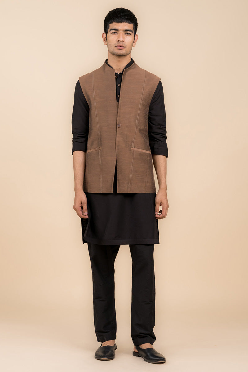 Brown Bundi With Top Stitch Detailing