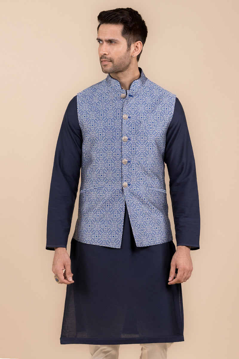 Navy Resham Brocade Bundi