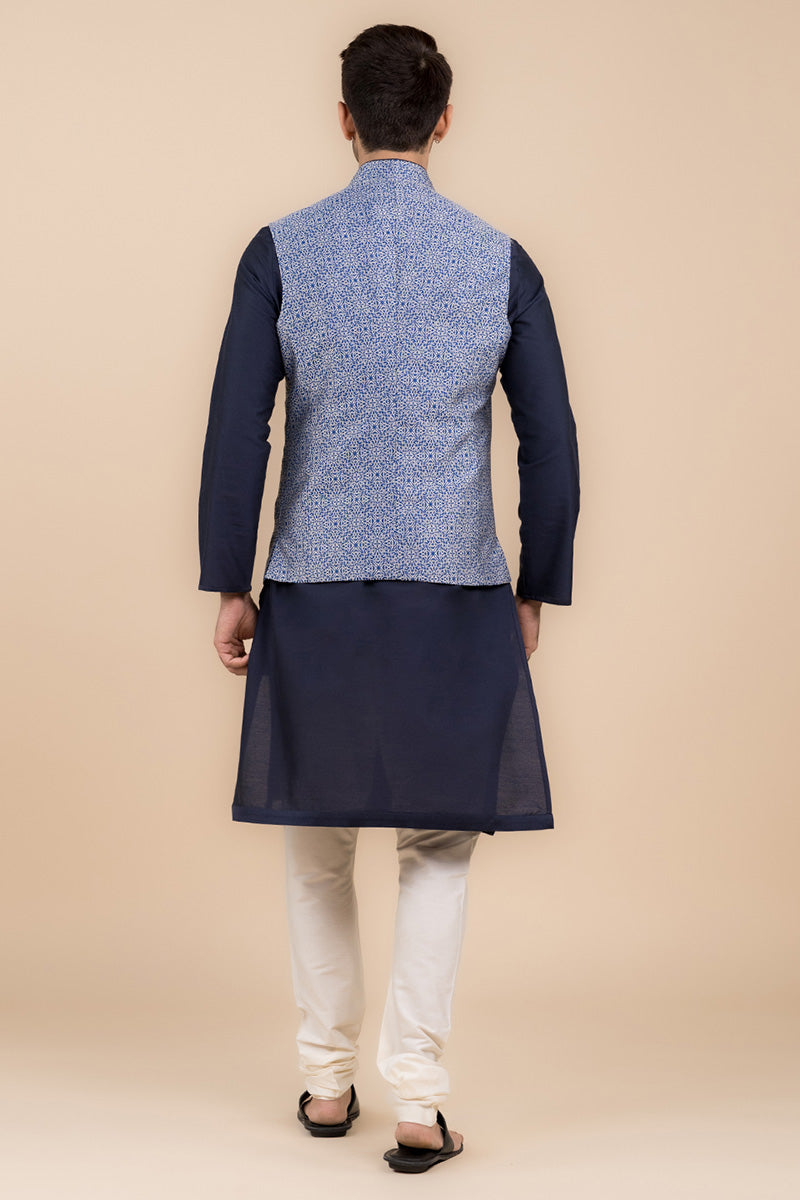 Navy Resham Brocade Bundi