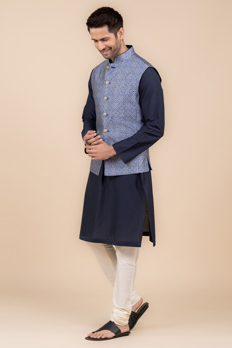 Navy Resham Brocade Bundi