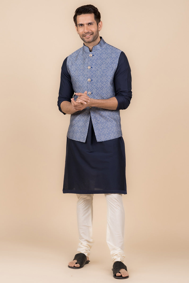 Navy Resham Brocade Bundi