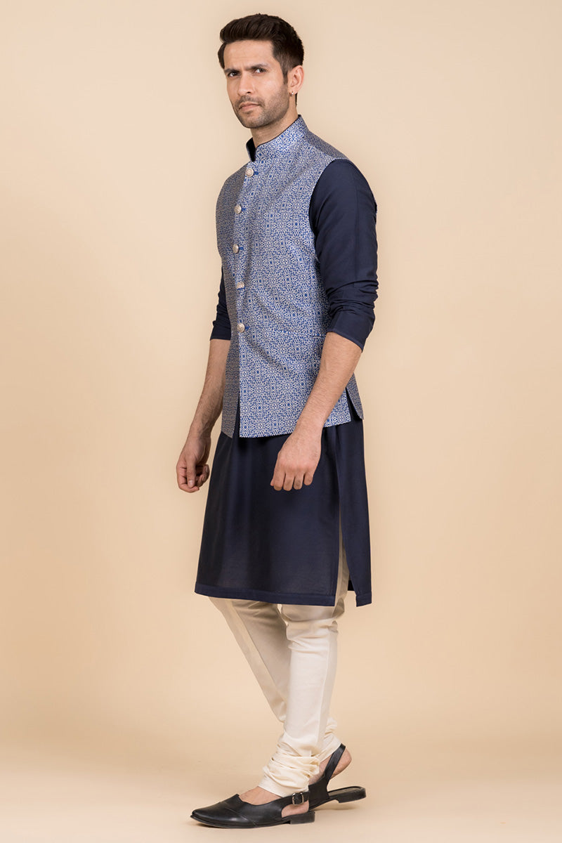 Navy Resham Brocade Bundi