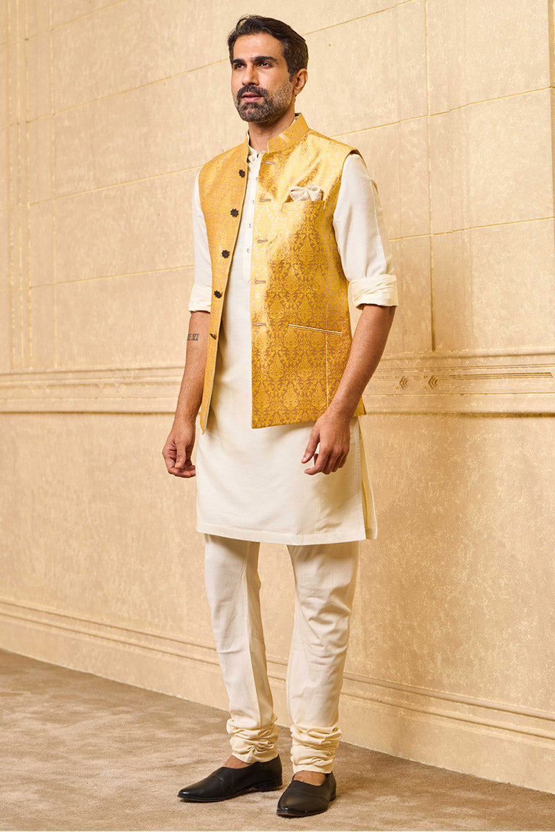 Classic Yellow Brocade Bundi