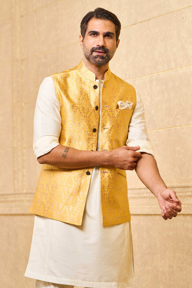 Classic Yellow Brocade Bundi