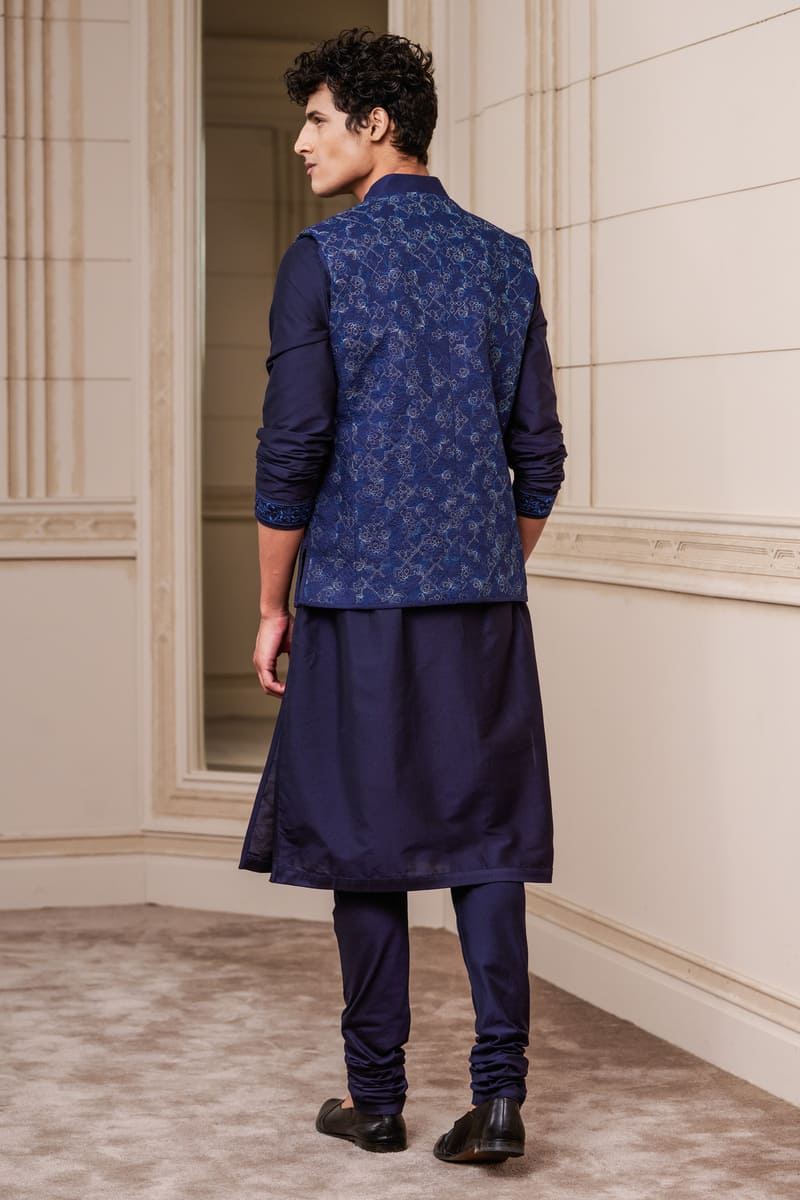 Navy All Over Printed Quilted Bundi