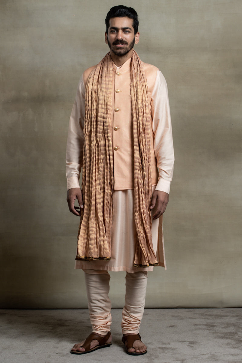 Peach Resham Brocade Bundi