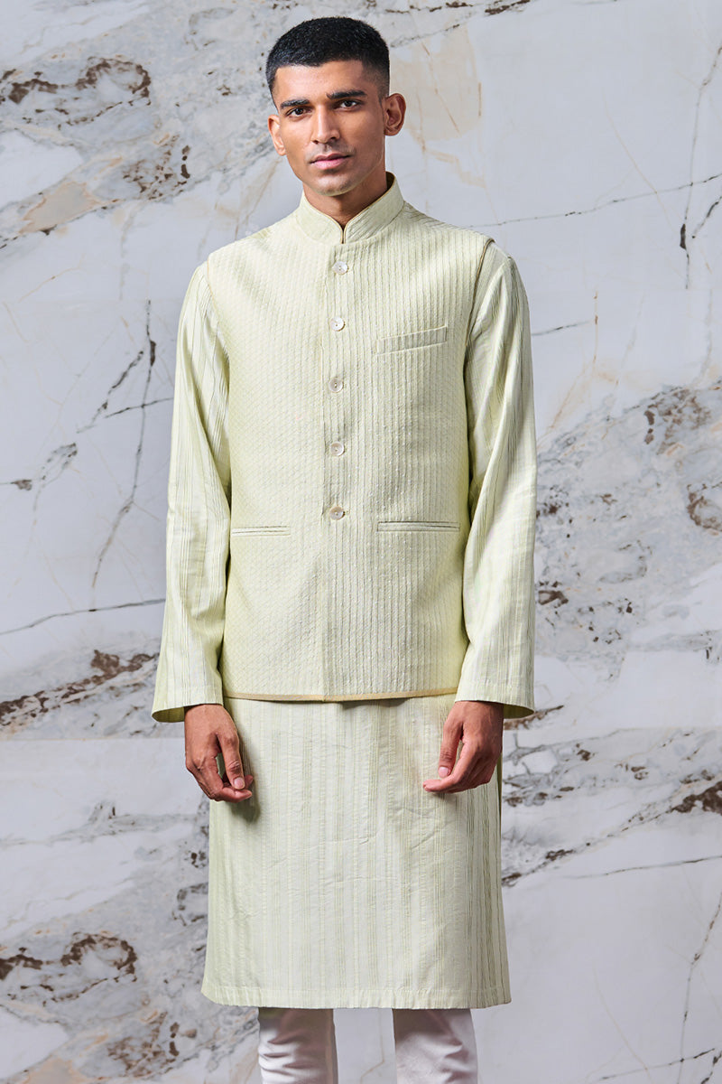 Light Green All Over Textured Bundi