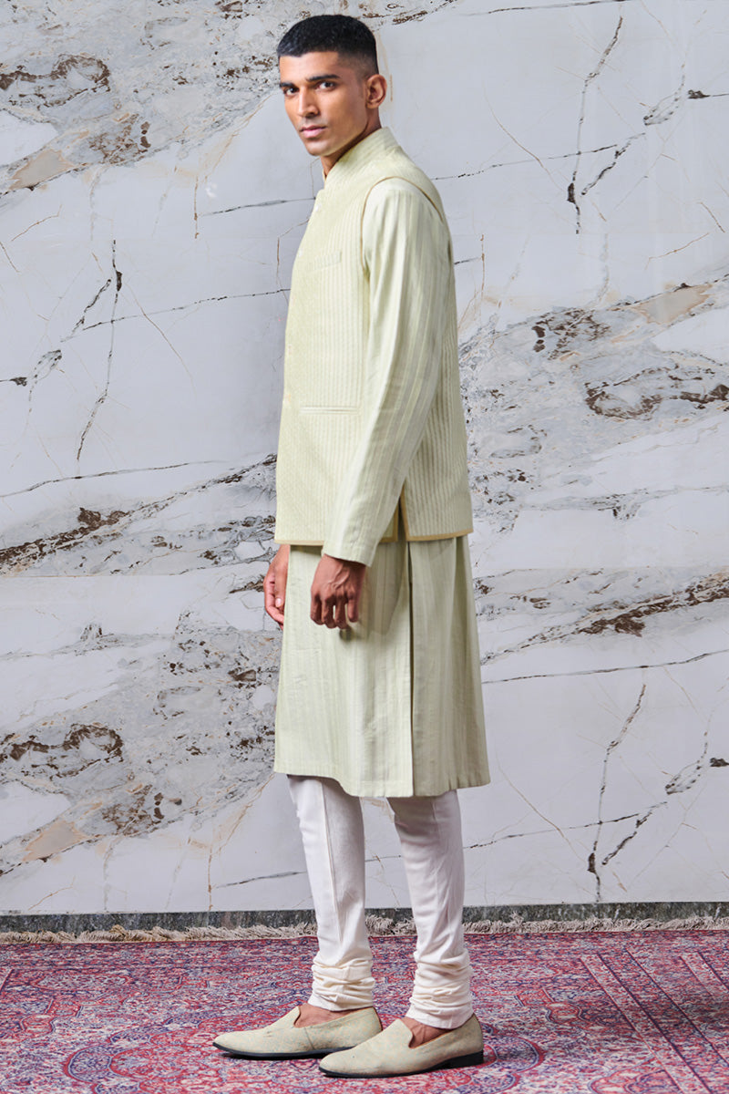 Light Green All Over Textured Bundi