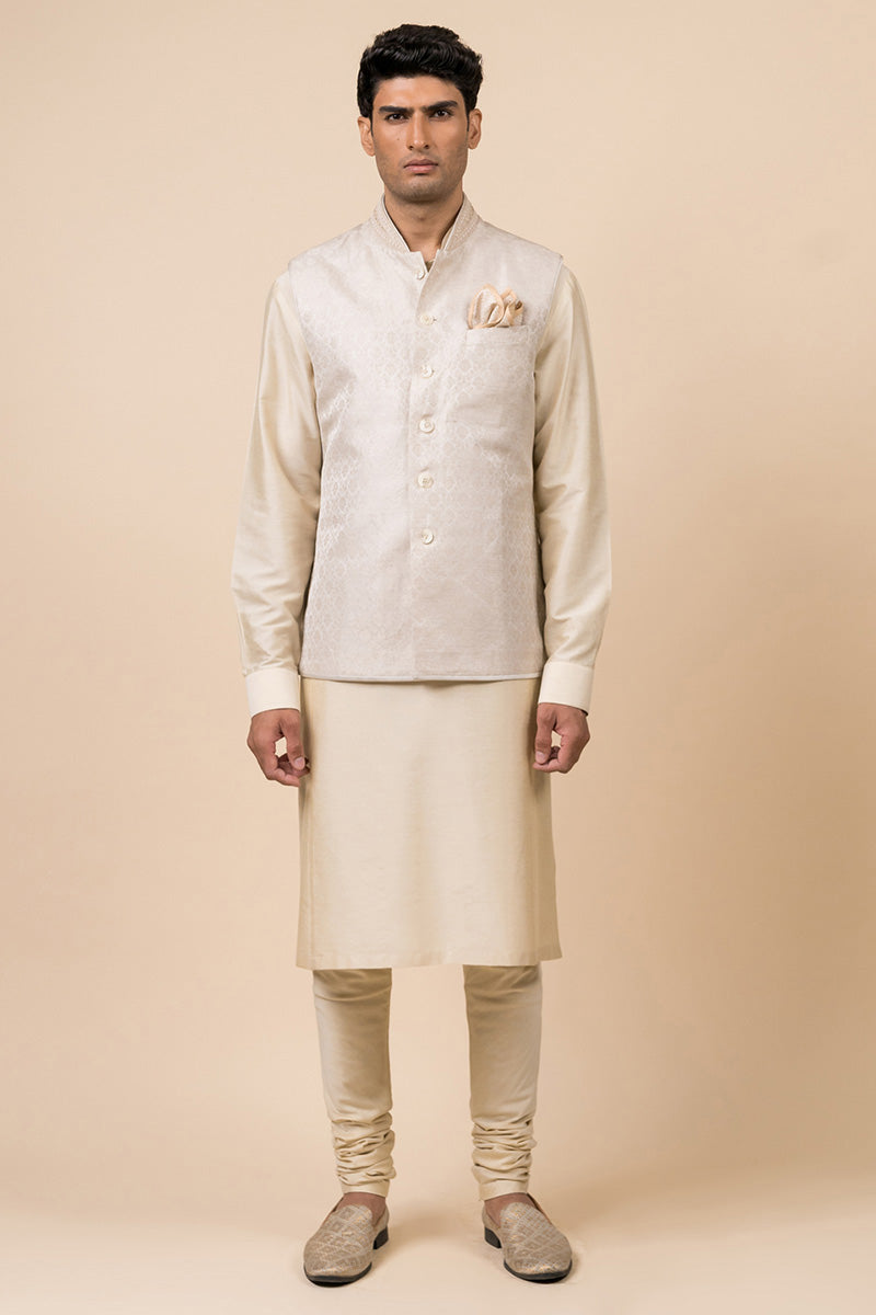 Ivory Linen Brocade Bundi