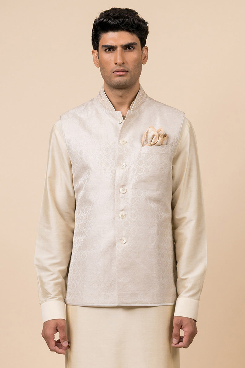 Ivory Linen Brocade Bundi