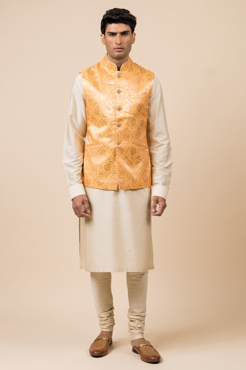 Classic Yellow Brocade Bundi