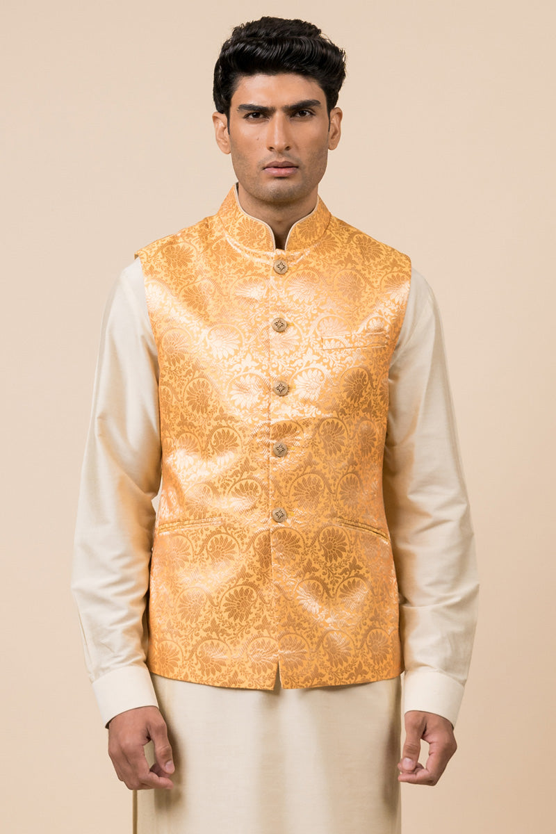 Classic Yellow Brocade Bundi