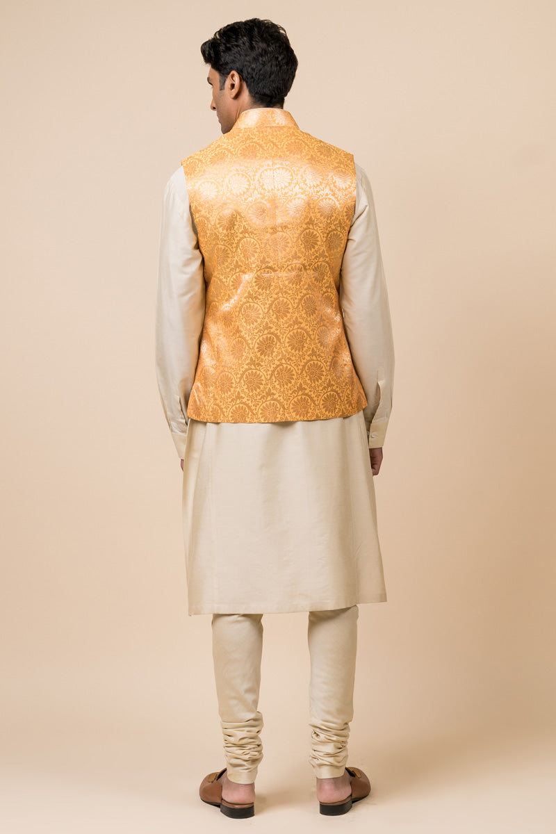 Classic Yellow Brocade Bundi