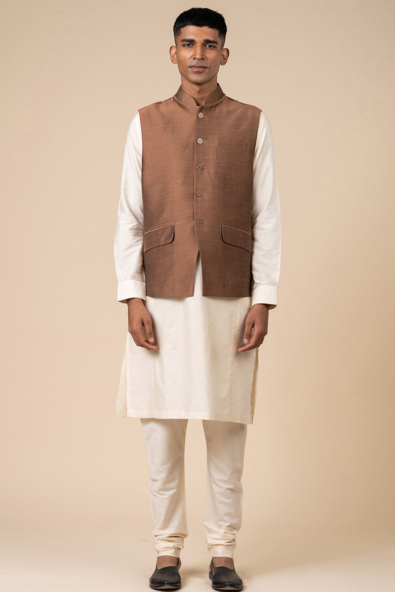 Brown Modern Solid Bundi