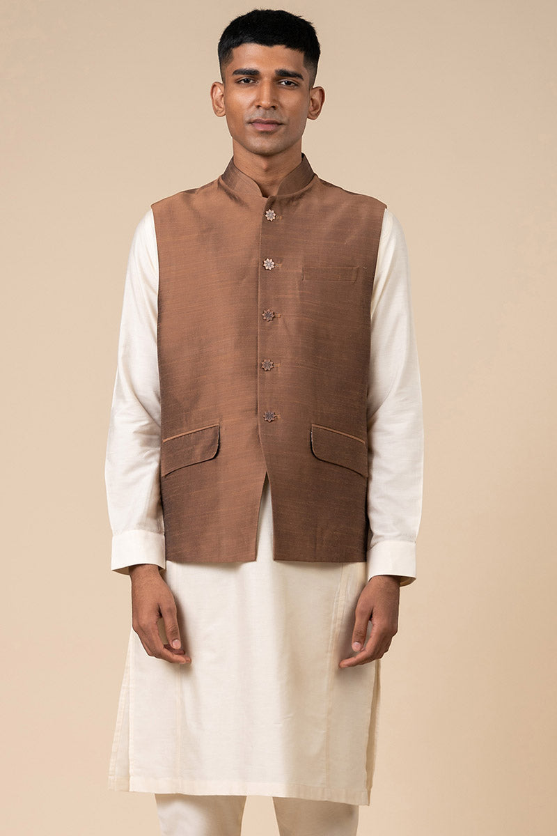 Brown Modern Solid Bundi