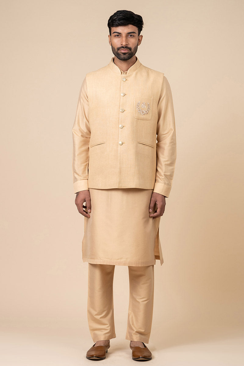 Beige Bundi With Embroidered Tasva Logo