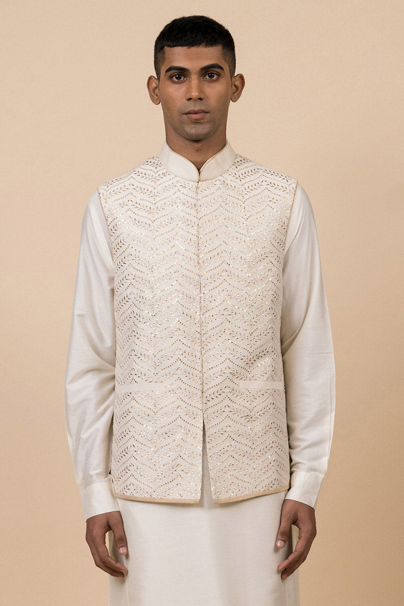 Ivory Bundi With Embroidered Tasva Logo