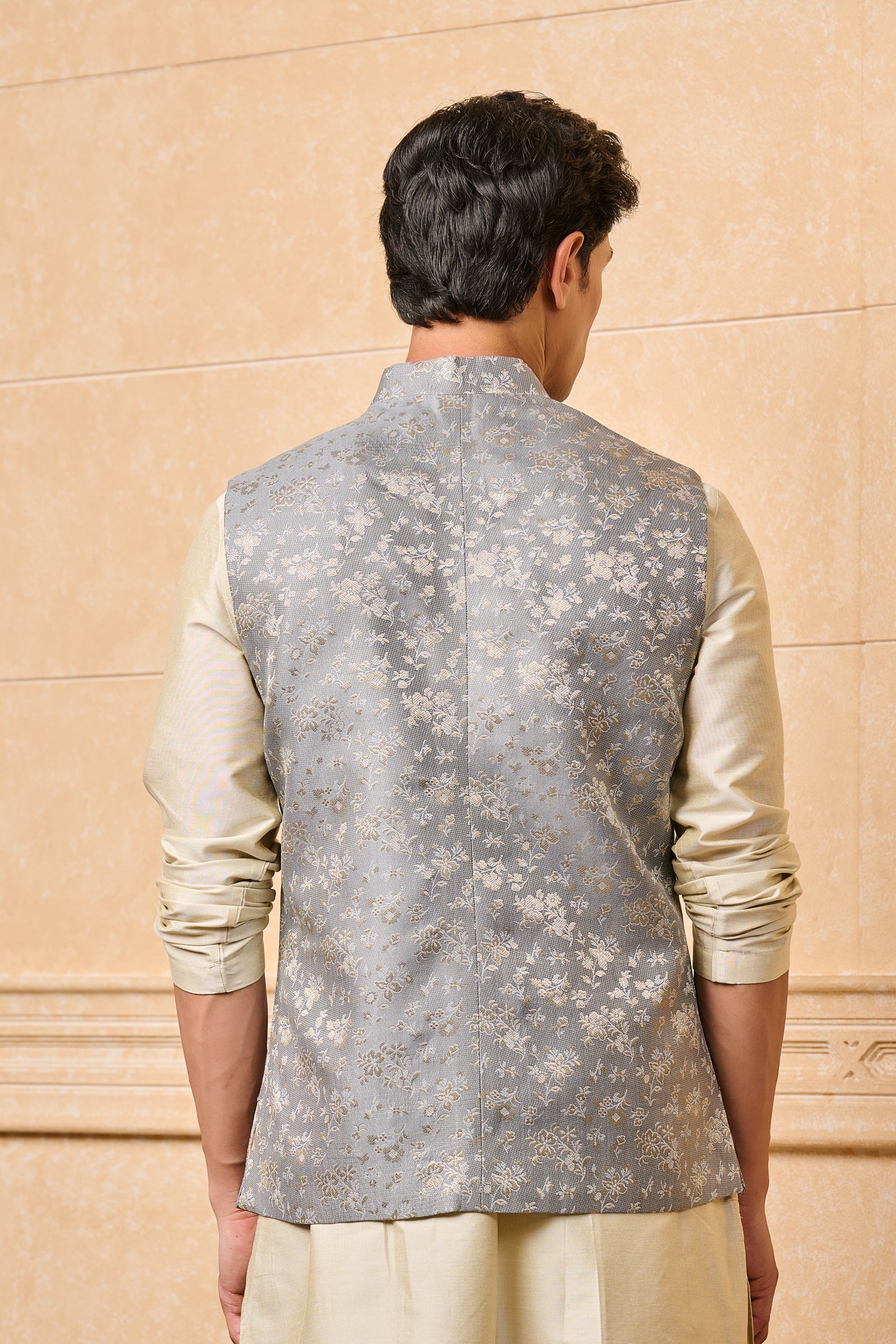 Grey Classic Brocade Bundi