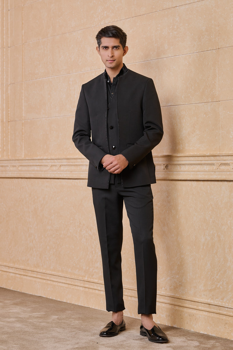 Black Crepe Dinner Jacket Set