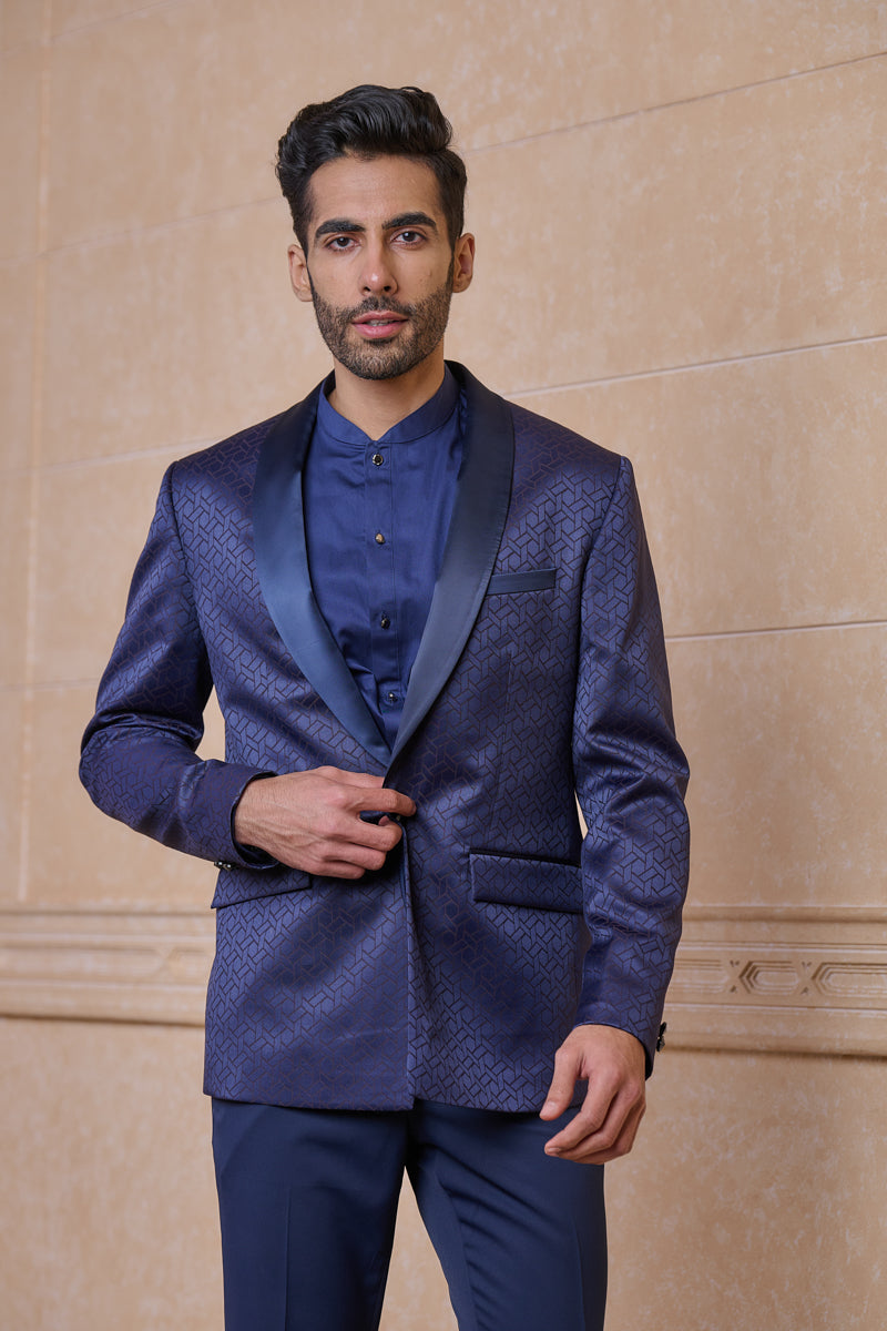 Navy Classic Jacquard Dinner Jacket