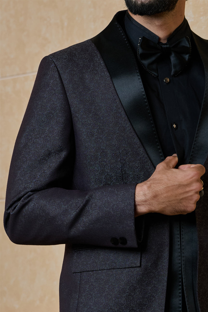 Wine Overlap Jacquard Dinner Jacket Set