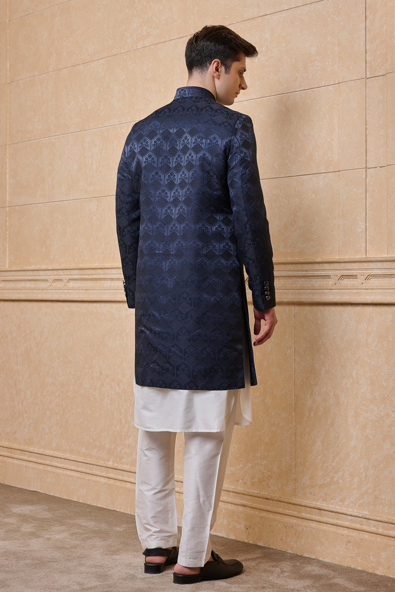 Navy Classic Jacquard Indo Western