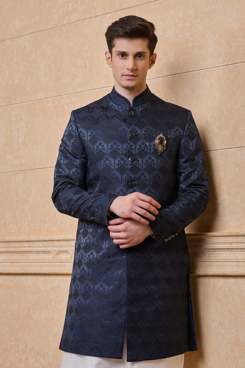 Navy Classic Jacquard Indo Western