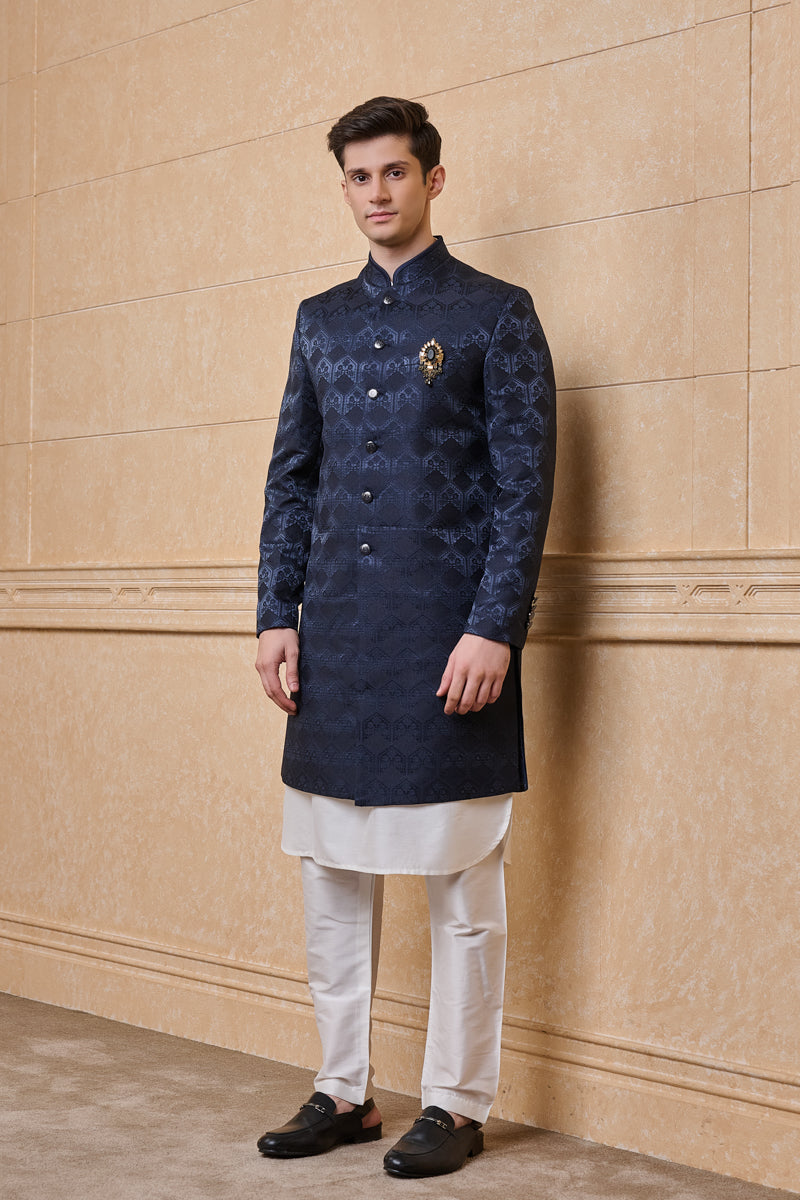 Navy Classic Jacquard Indo Western