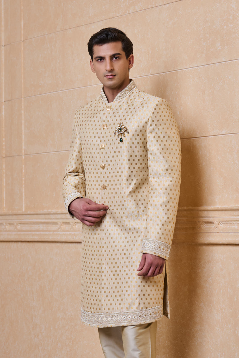 Light Green Jacquard Indo Western