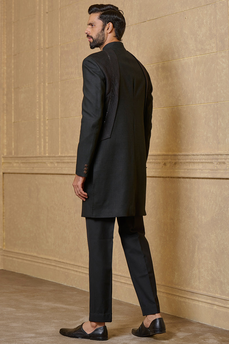 Black Stylised Pintucked Panelled Indo Western