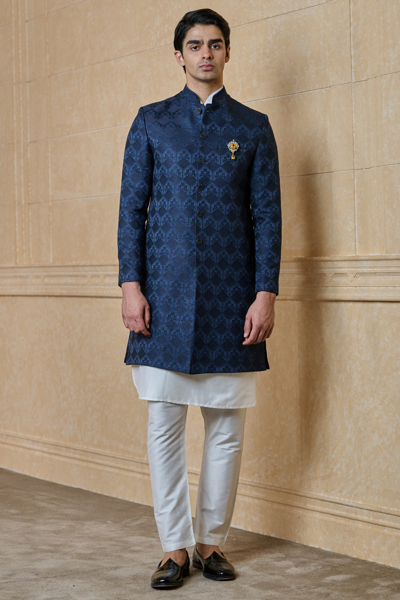 Navy Classic Jacquard Indo Western