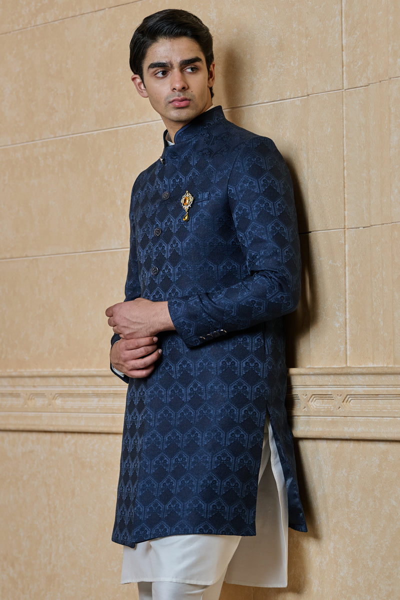 Navy Classic Jacquard Indo Western