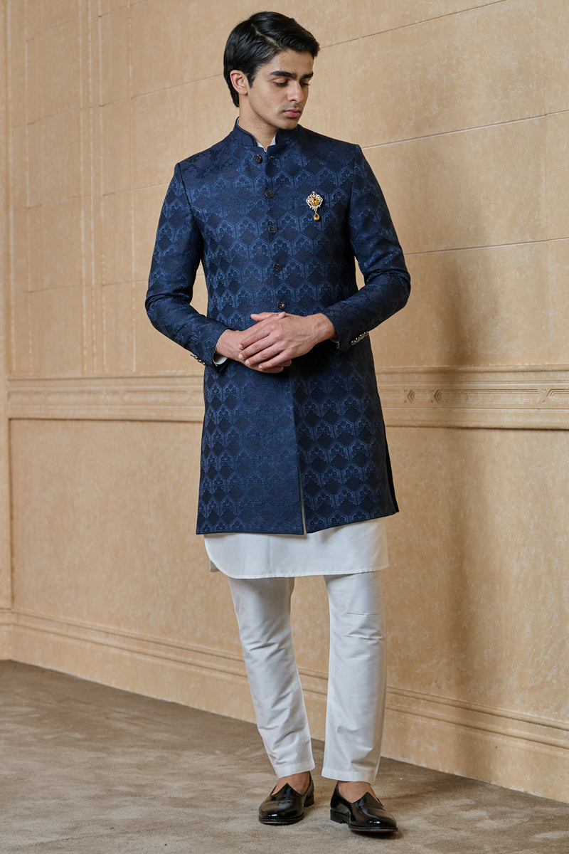 Navy Classic Jacquard Indo Western