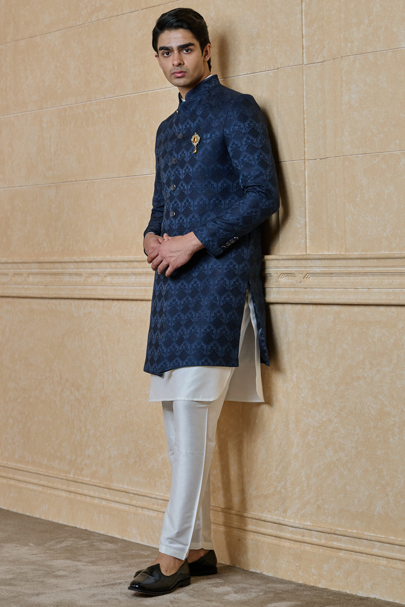 Navy Classic Jacquard Indo Western