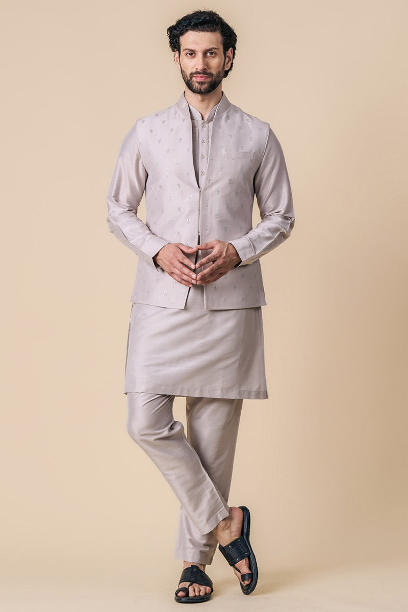 All Over Embroidered Kurta Bundi set