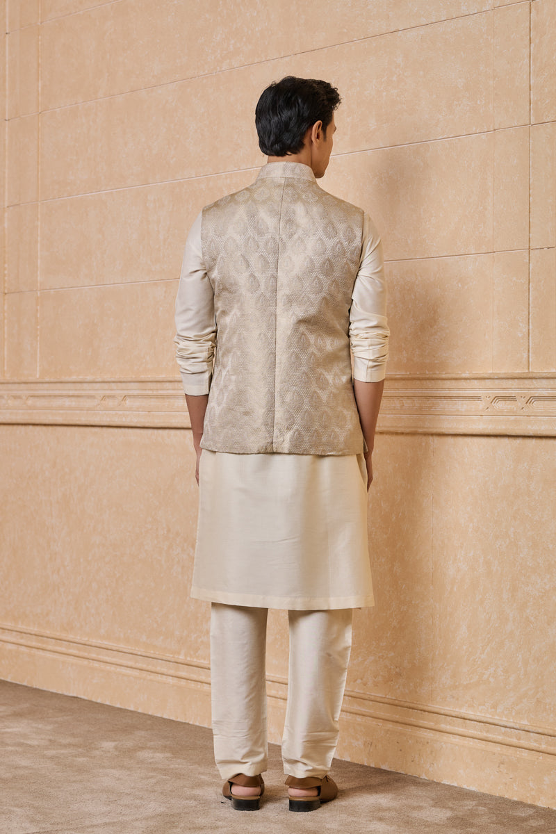 Gold Brocade Kurta Bundi Set