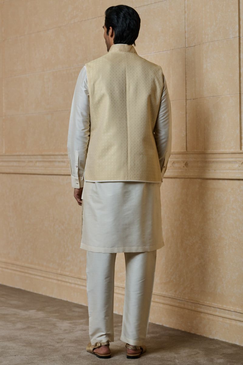 Gold Classic Brocade Kurta Bundi Set